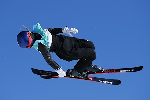 Eileen Gu of Team China performs a trick during the Women's Freestyle Skiing.