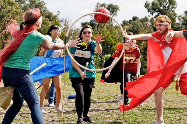 People playing quidditch.