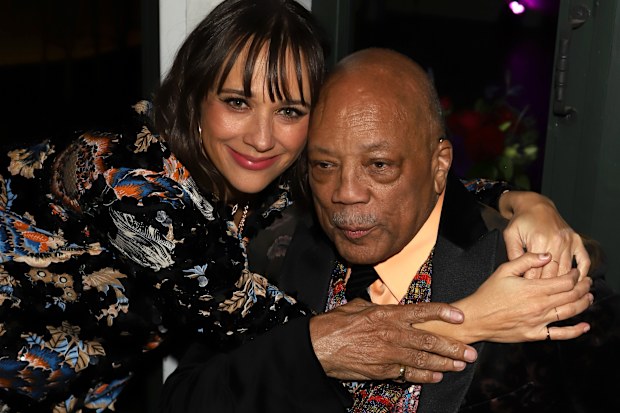 Rashida Jones and Quincy Jones attend Common's 5th Annual Toast to the Arts  at Ysabel on February 22, 2019 in West Hollywood, California. 
