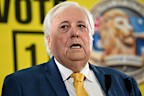 SUNSHINE COAST, AUSTRALIA - APRIL 19:  Australian businessman Clive Palmer speaks at a press conference after the federal election campaign launch of the 'Trumpet of  Patriots' party on April 19, 2025 on the Sunshine Coast, Australia. Australian businessman and former member of parliament, Clive Palmer is intending to contest the 2025 federal election with his Trumpet of Patriots party. (Photo by Dan Peled/Getty Images)