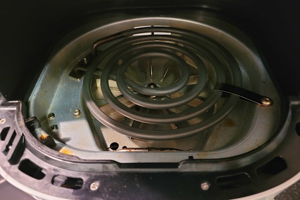 The heating element of an air fryer upside down