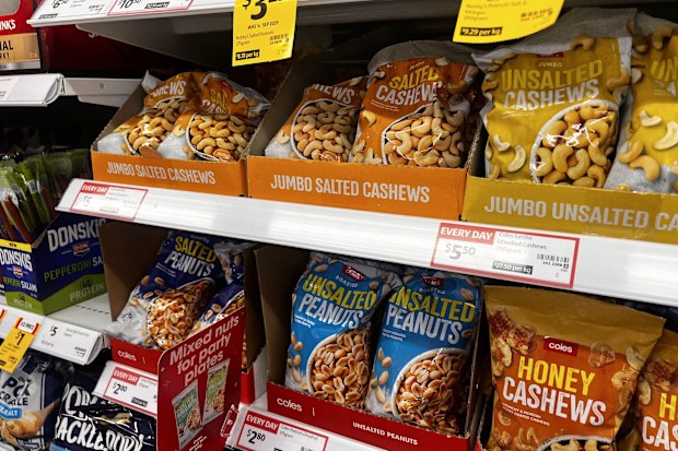 coles cashews and nuts