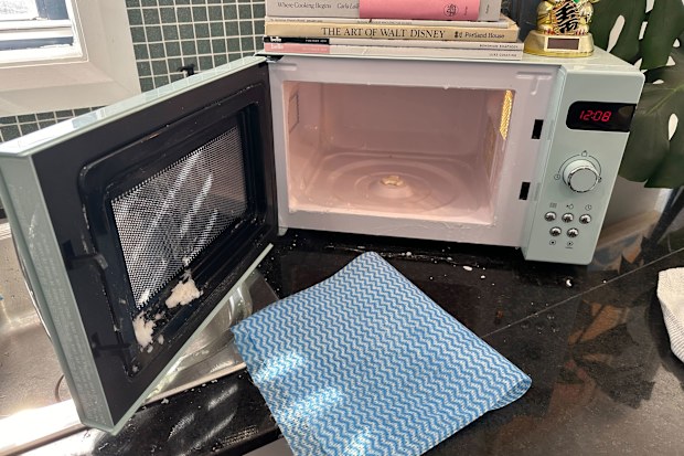 Bicarb soda paste for a microwave cleaning hack.