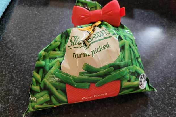 Kmart bow bag clip on a bag of frozen beans