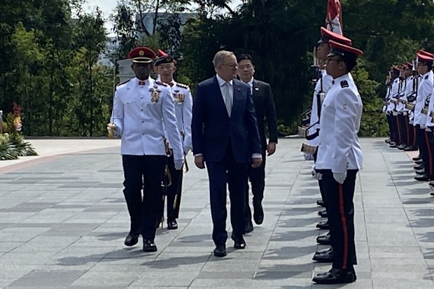 Prime Minister Anthony Albanese is welcomed in Singapore on Friday June 2 2023.