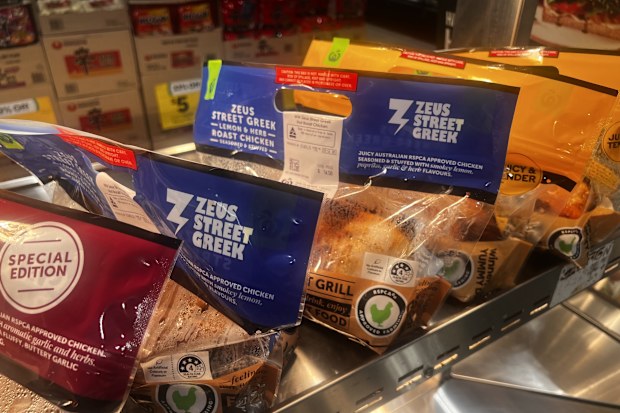 roast chicken supermarket display coles woolworths