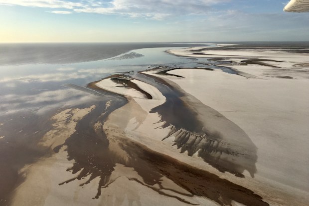 Water fills Lake Eyre catchments in South Australia.