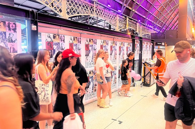 Sydney's Central Station decorated for Taylor Swift's Eras shows.