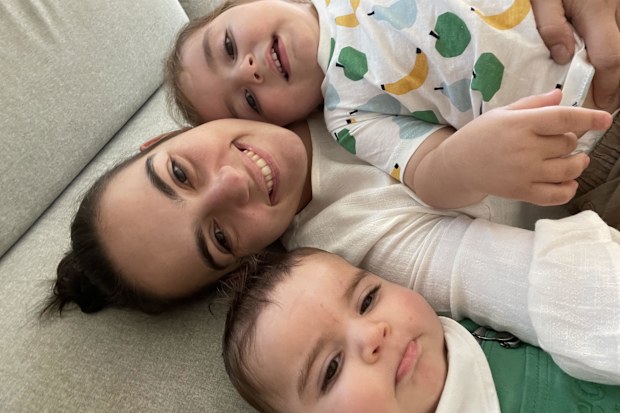 Nikolina Kharoufeh with her two sons Noah and Leo. 