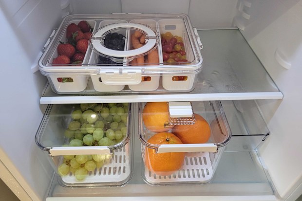 Fridge organised with Kmart storage containers