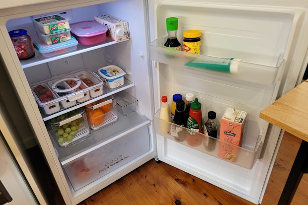 Fridge organised with Kmart storage containers