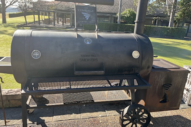 Chateau Elan's very own smoker sits in the courtyard of Legends restaurant.
