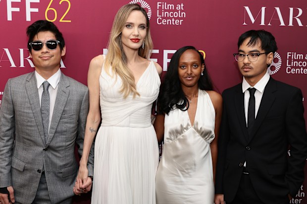 Pax Thien Jolie-Pitt, Angelina Jolie, Zahara Marley Jolie and Maddox Chivan Jolie-Pitt attend the "Maria" screening