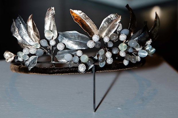 The Midnight tiara, designed by Charlotte Lynggaard for Ole Lynggaard and worn exclusively by Queen Mary of Denmark, on display in Sydney Australia in March 2025.