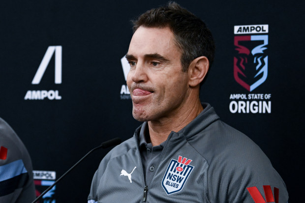 ADELAIDE, AUSTRALIA - MAY 30: Brad Fittler coach of NSW during a State of Origin media opportunity at Rundle Mall on May 30, 2023 in Adelaide, Australia. (Photo by Mark Brake/Getty Images)