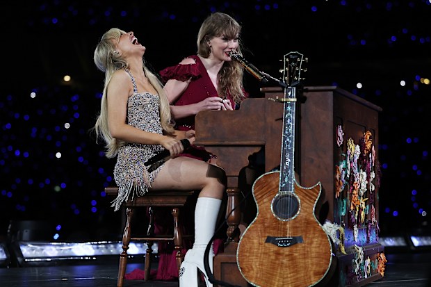 Taylor Swift performs with Sabrina Carpenter at Accor Stadium on February 23, 2024 in Sydney, Australia. (Photo by Don Arnold/TAS24/Getty Images for TAS Rights Management)