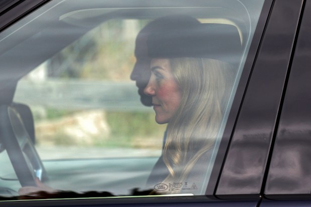 Prince William and Kate Middleton arrive by car at Crathie Kirk, August 2025