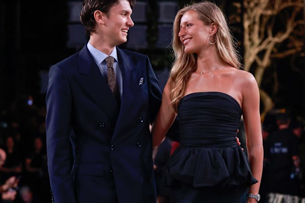 SYDNEY, AUSTRALIA - MAY 12: Count Nikolai of Monpezat and girlfriend Benedikte Thoustrup during Australian Fashion Week 2025 on May 12, 2025 in Sydney, Australia. (Photo by Hanna Lassen/Getty Images)