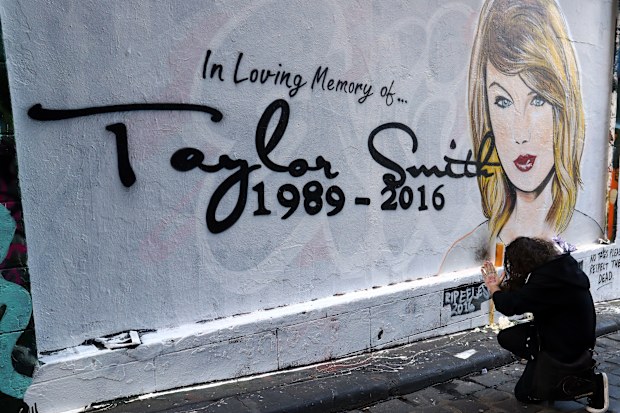A mural by Melbourne graffiti artist Lushsux is seen in Hosier Lane on July 20, 2016 in Melbourne, Australia. The mural was painted in response to the current social media spat between Taylor Swift and Kim Kardashian. Kardashian released a recording this week of her husband Kanye West speaking to Swift about his lyrics referring to her in his song 'Famous.' Swift has denied she approved the lyrics about her.