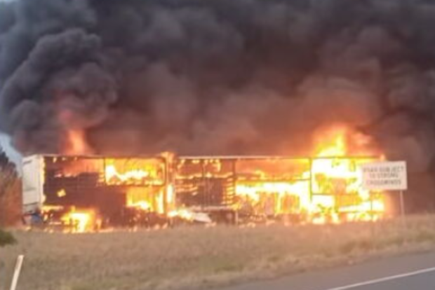 Two trucks caught fire after a horror crash on Victoria's Western Highway