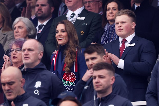 Catherine, Princess of Wales, attends the Guinness Six Nations 2026 match between England and Ireland in London on February 21, 2026.
