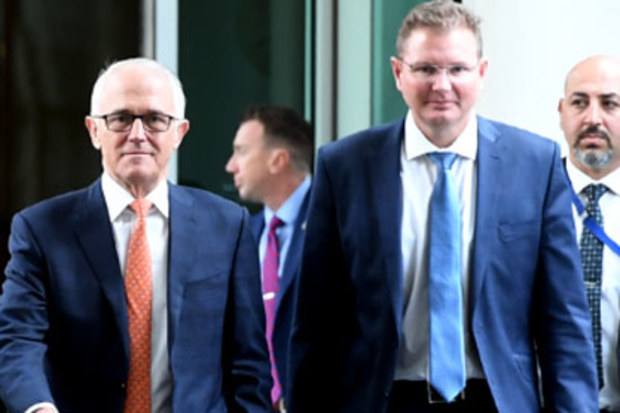 Craig Laundy, third from left, with former prime minister Malcolm Turnbull.