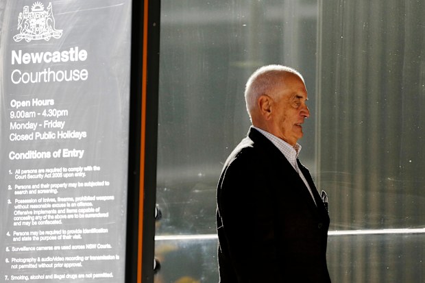 Former Newcastle Anglican dean Graeme Lawrence arrives at Newcastle Local Court in Newcastle last month.
