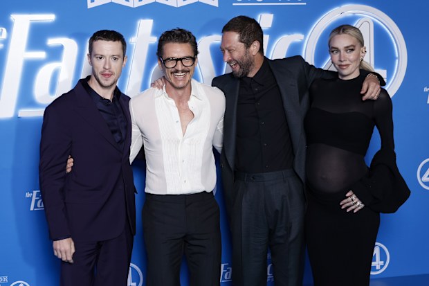 Joseph Quinn, Pedro Pascal, Ebon Moss-Bachrach and Vanessa Kirby at the Sydney premier of Fantastic Four: First Steps