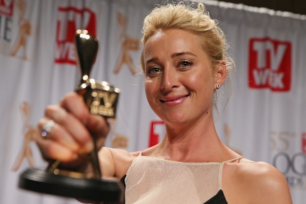 Asher Keddie after winning the Gold Logie for Most Popular Personality on Australian Television at the 2013 Logie Awards