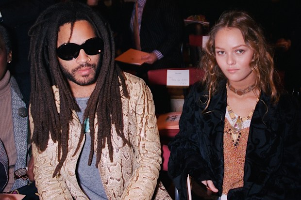 Lenny Kravitz and Vanessa Paradis at the Chanel Ready to Wear Spring/Summer 1995 show as part of Paris Fashion Week on October 17, 1994 in Paris, France.