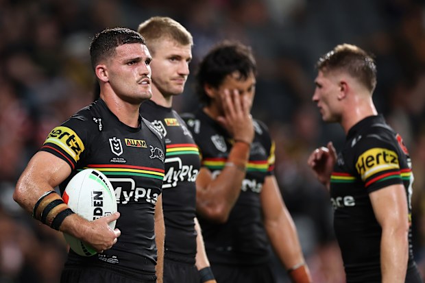Nathan Cleary ve takım arkadaşları mağlubiyet sonrası.