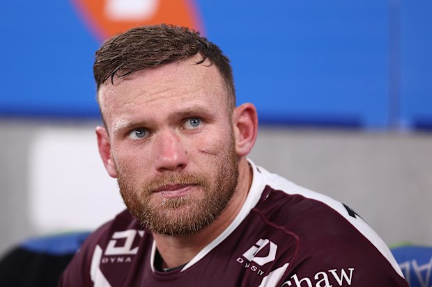 Matthew Lodge looks on during the 2024 semi final match between Sydney Roosters and Manly Sea Eagles at Allianz Stadium on September 21, 2024 in Sydney, Australia. (Photo by Jason McCawley/Getty Images)