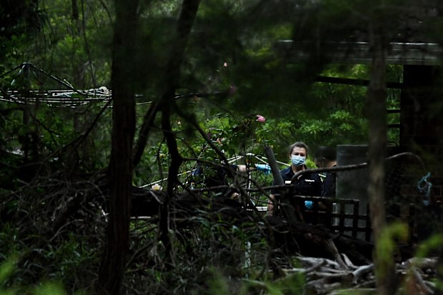 NSW police forensic officers at a property on Wildthorn Avenue in Dural which has been established as a crime scene investigating the kidnapping of Chris Baghsarian. Dural, NSW. February 20, 2026.
