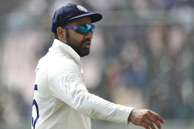 DELHI, INDIA - FEBRUARY 17: Rohit Sharma (captain) of India looks on during day one of the Second Test match in the series between India and Australia at Arun Jaitley Stadium on February 17, 2023 in Delhi, India. (Photo by Pankaj Nangia/Getty Images)