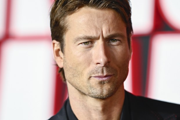 Glen Powell attends The Running Man UK Premiere at Odeon Luxe Leicester Square on November 5, 2025 in London, England.