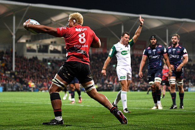 Christian Lio-Willie of the Crusaders celebrates.