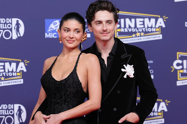Timothee Chalamet and Kylie Jenner attend the photocall during the 70th David Di Donatello at Cinecitta Studios on May 07, 2025 in Rome, Italy. (Photo by Vittorio Zunino Celotto/Getty Images)