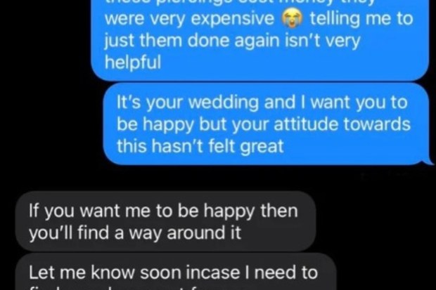bride asks bridesmaid to remove piercing for wedding and photos