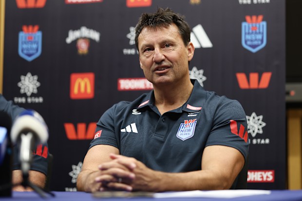 Laurie Daley speaks to media after being announced as the NSW Blues' new coach in December 2024.