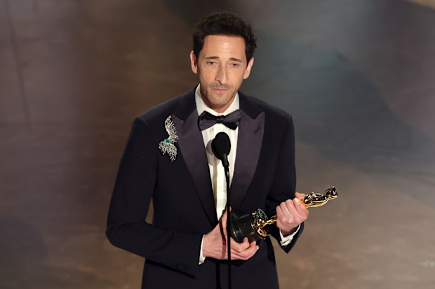 Adrien Brody accepts the Best Actor In A Leading Role award for "The Brutalist" onstage during the 97th Annual Oscars at Dolby Theatre on March 02, 2025 in Hollywood, California. 