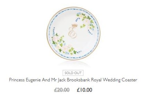 A coaster commemorating the wedding of Eugeine and Jack is still online despite being sold out.