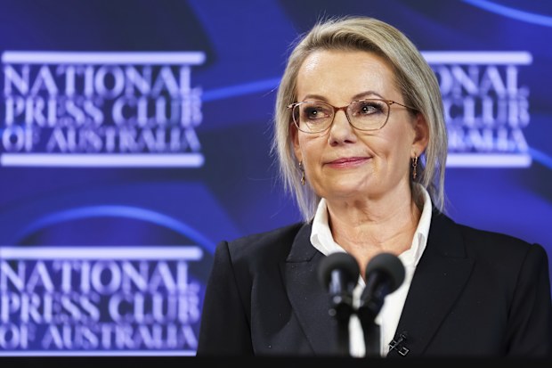 Liberal leader Sussan Ley during an address to the National Press Club of Australia in Canberra on Wednesday 25 June 2025. fedpol Photo: Alex Ellinghausen
