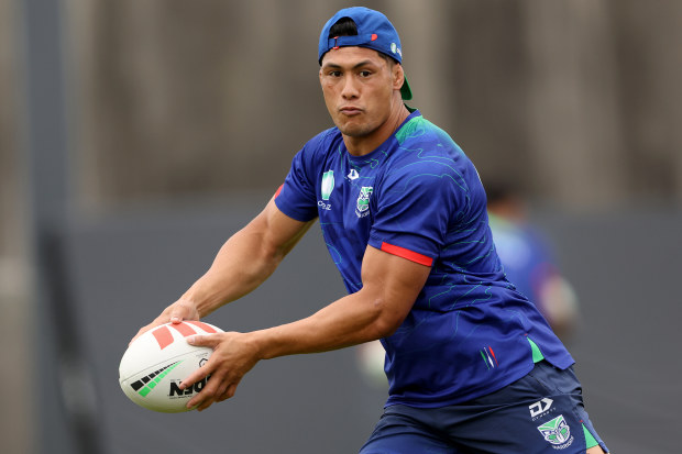 Roger Tuivasa-Sheck during a New Zealand Warriors training session.