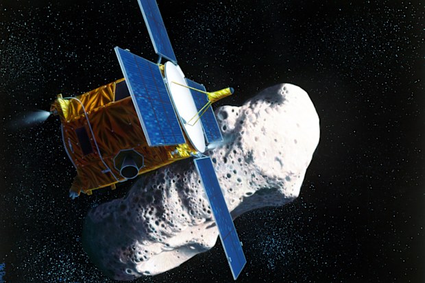 NASA's NEAR Spacecraft's Rendezvous with Asteroid Eros (Artist's Concept)