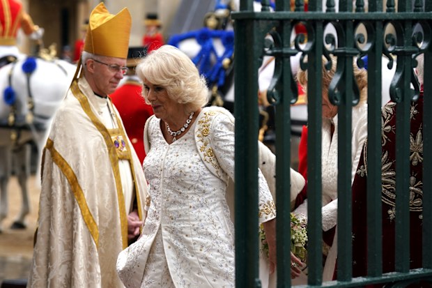 Camilla, the Queen Consort, during coronation ceremony