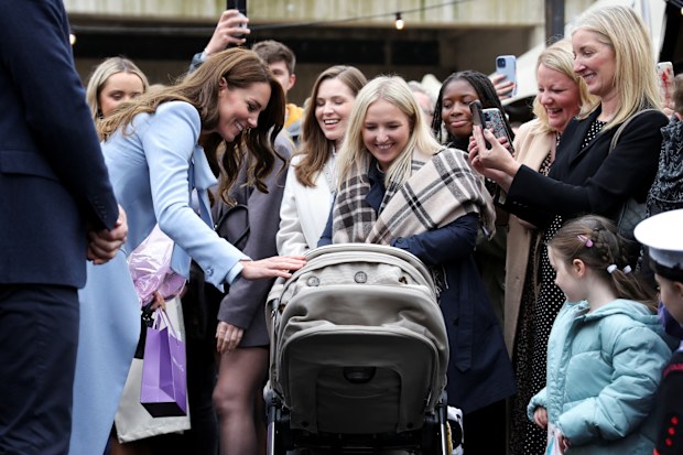 Catherine, Princess of Wales, greets members of the public during a visit to the Trademarket outdoor market, as part of the royal visit to Northern Ireland on October 6, 2022 in Belfast, Northern Ireland 