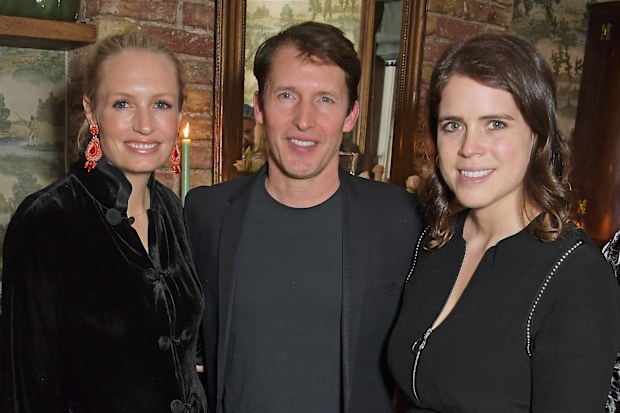 Sofia Blunt, James Blunt and Princess Eugenie of York attend an intimate dinner hosted by Sofia Blunt to launch the Loci vegan sneaker in aid of Blue Marine Foundation on November 17, 2021 in London, England.