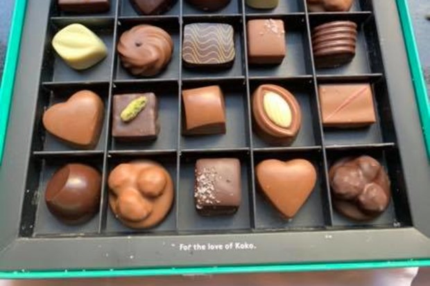 Another delivery, this time a box of chocolates.