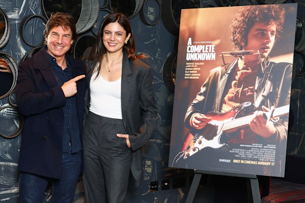 Tom Cruise and Monica Barbaro at the UK Awards Screening of A Complete Unknown at Ham Yard Hotel on December 17, 2024 in London, England. 