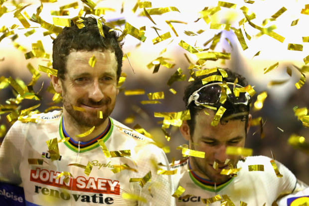 Bradley Wiggins (links) en Mark Cavendish zijn in 2016 gepensioneerd Wiggins.